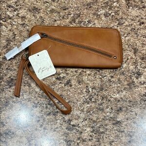 NWT Free People Vegan Tan Wristlet Wallet